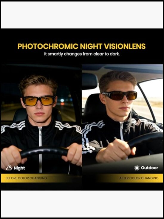 Photochromic Polarized Driving Glasses Wrap-Around Fit Over Eyeglasses main image 5